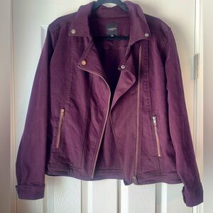 Liverpool XXL Denim Moto Jacket- Purple Plum Burgundy NWOT
